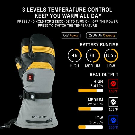 Mount Tec Mount Tec Performance Heated 3 Finger Gloves Explorer 5 MT61574